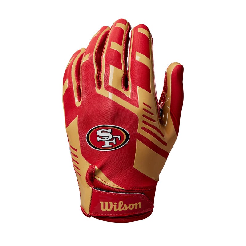 Wilson NFL Stretch Fit Football Gloves - Adult, San Francisco 49ers - Image 1
